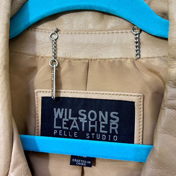 VTG Wilsons Leather Pelle Studio Women's Tan Genuine Leather Zip Front Jacket XL - Picture 8 of 11